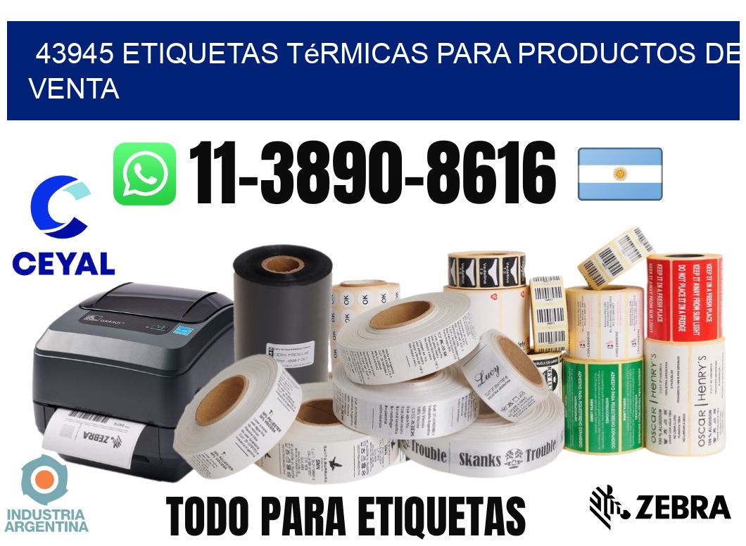 43945 etiquetas térmicas para productos de venta