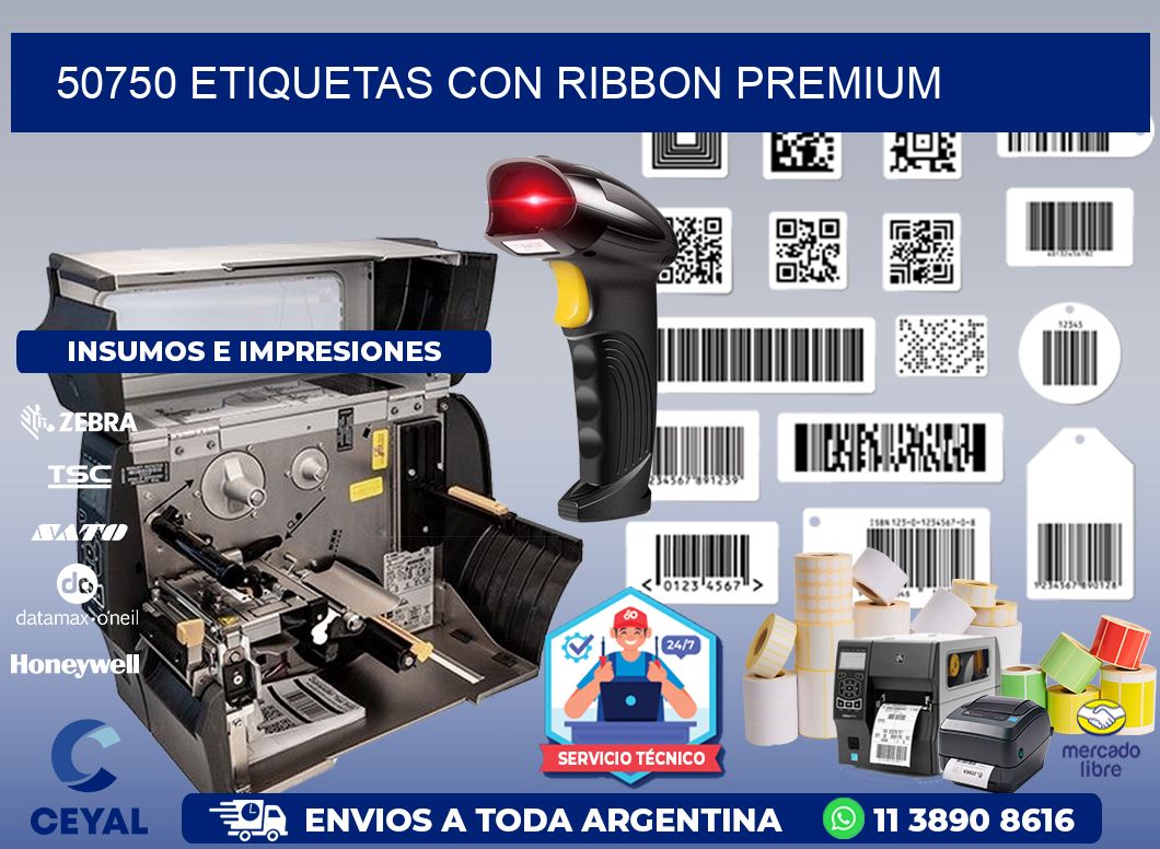 50750 etiquetas con ribbon premium