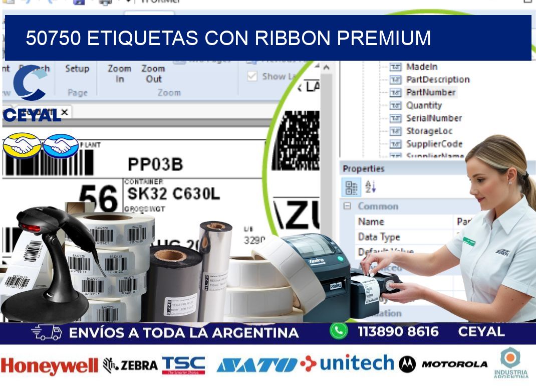 50750 etiquetas con ribbon premium
