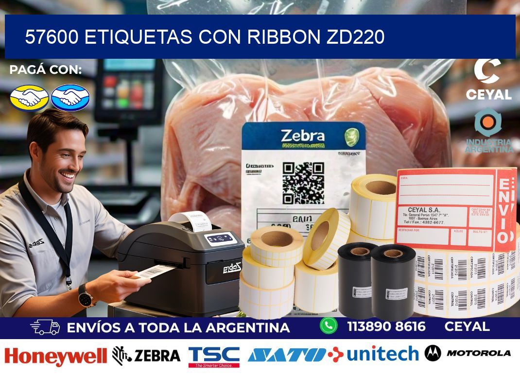 57600 etiquetas con ribbon zd220