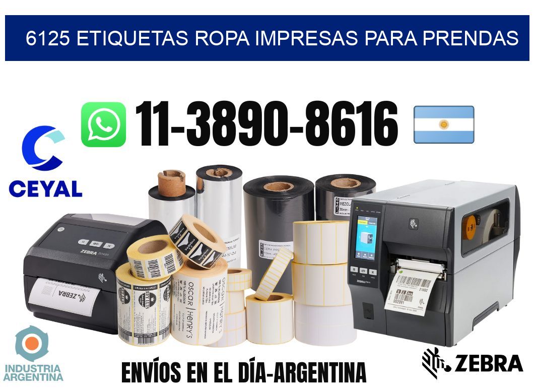 6125 Etiquetas ropa impresas para prendas