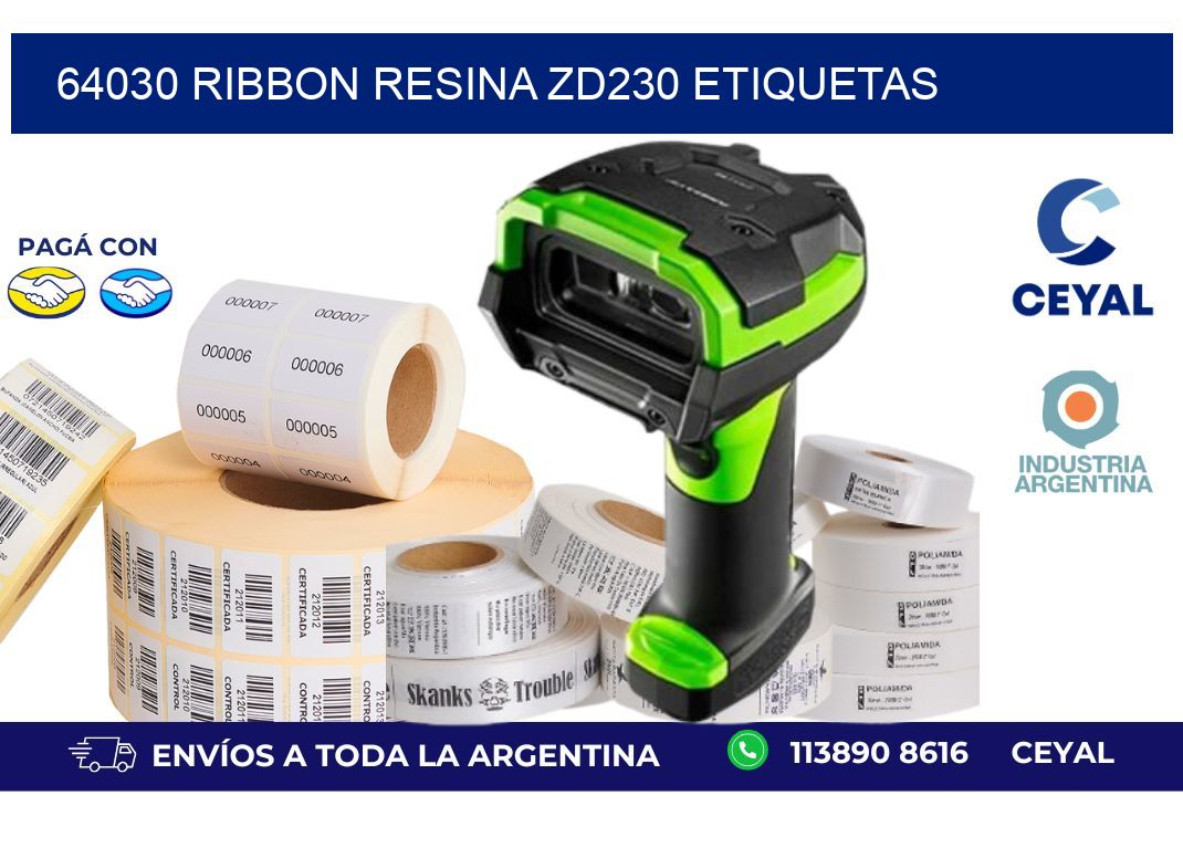 64030 ribbon resina zd230 etiquetas