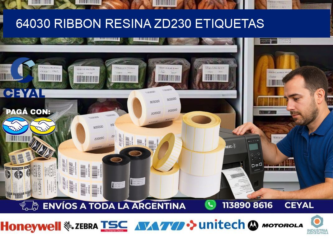 64030 ribbon resina zd230 etiquetas