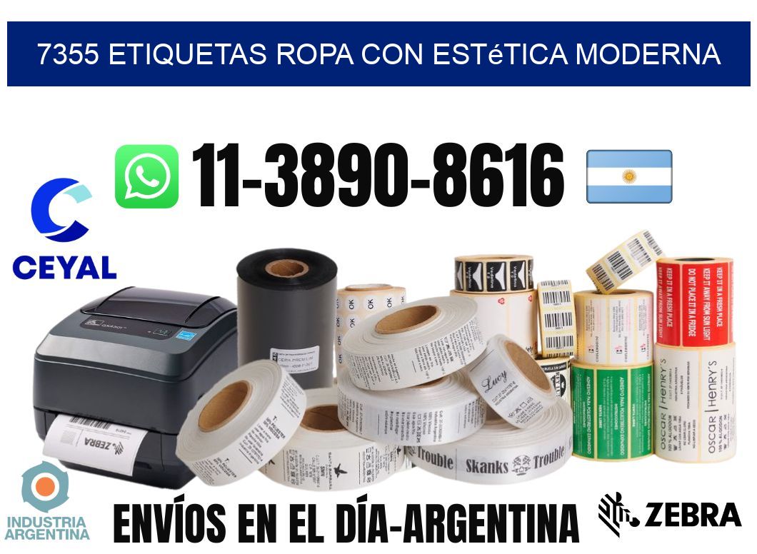 7355 Etiquetas ropa con estética moderna