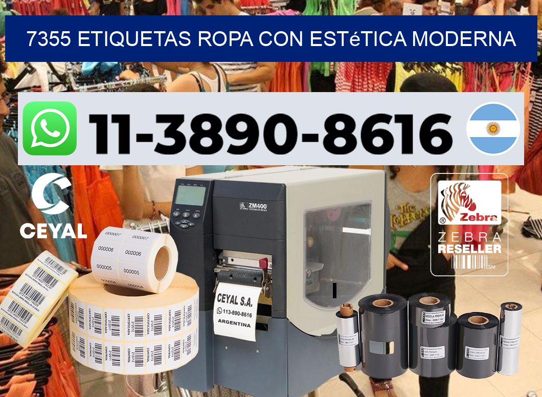 7355 Etiquetas ropa con estética moderna