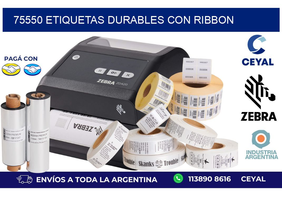 75550 etiquetas durables con ribbon