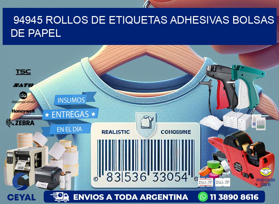 94945 rollos de etiquetas adhesivas bolsas de papel