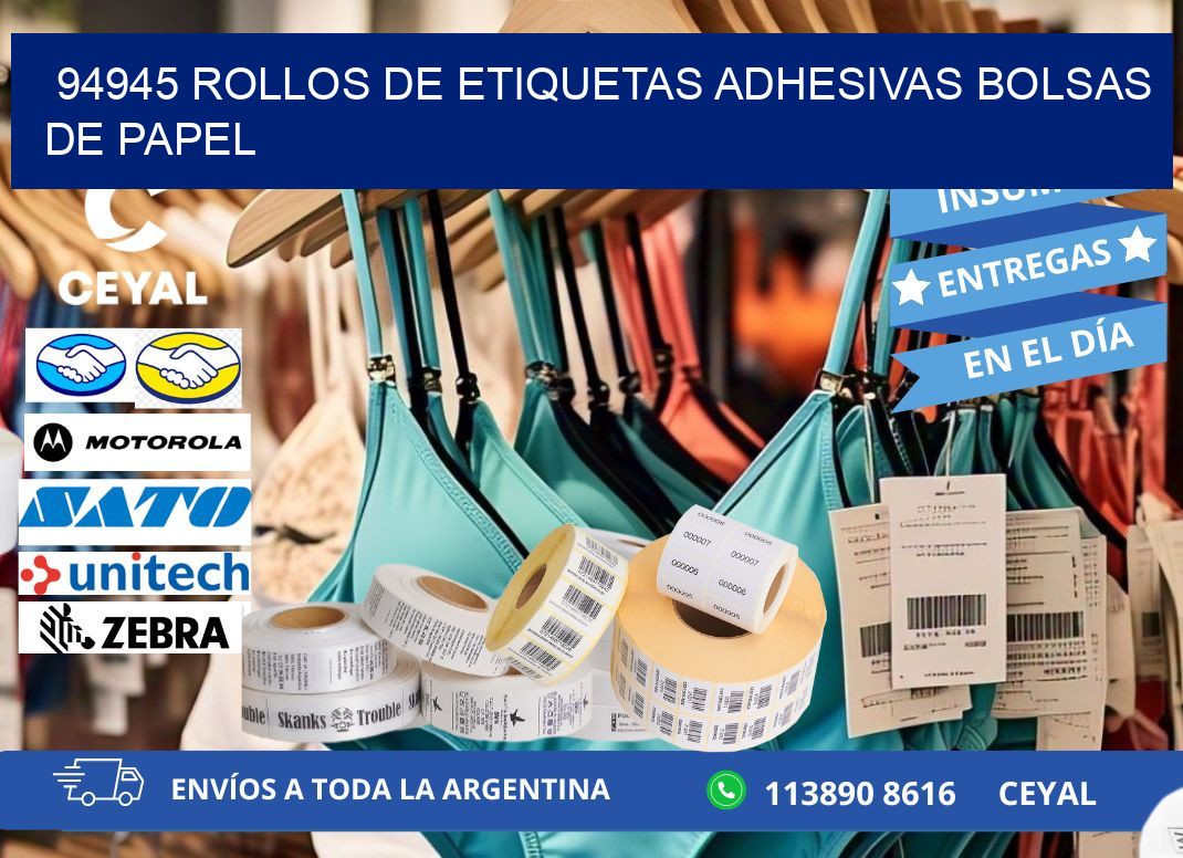 94945 rollos de etiquetas adhesivas bolsas de papel