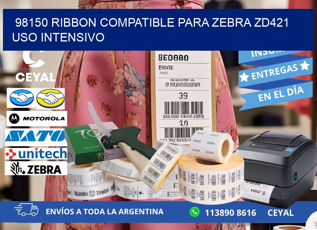 98150 ribbon compatible para zebra zd421 uso intensivo