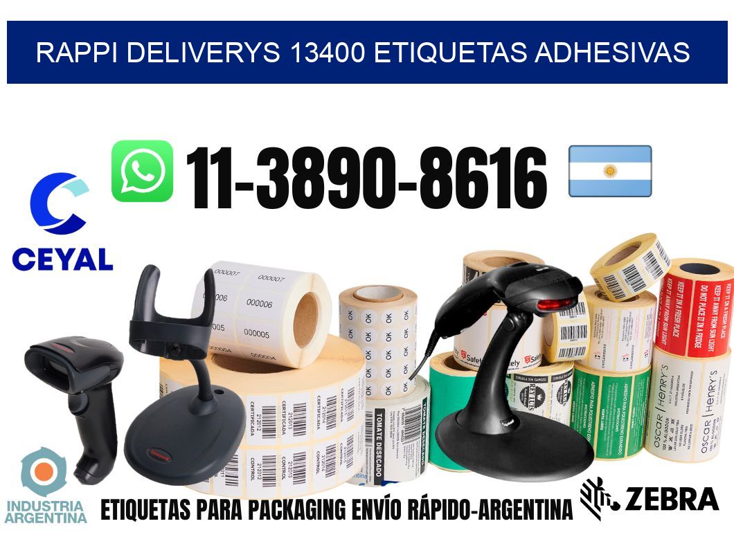 rappi deliverys 13400 etiquetas adhesivas