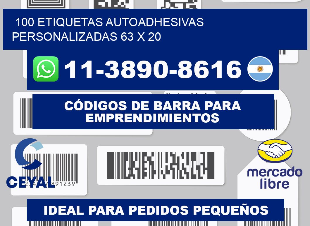 100 Etiquetas autoadhesivas personalizadas 63 x 20