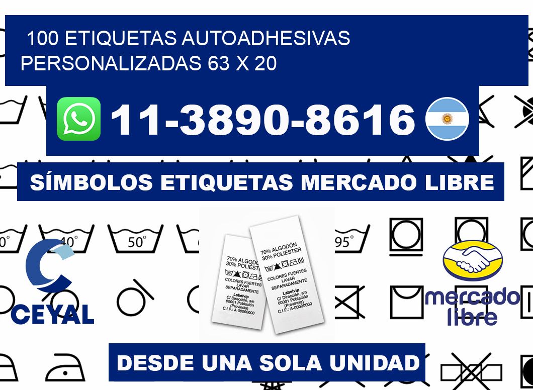 100 Etiquetas autoadhesivas personalizadas 63 x 20