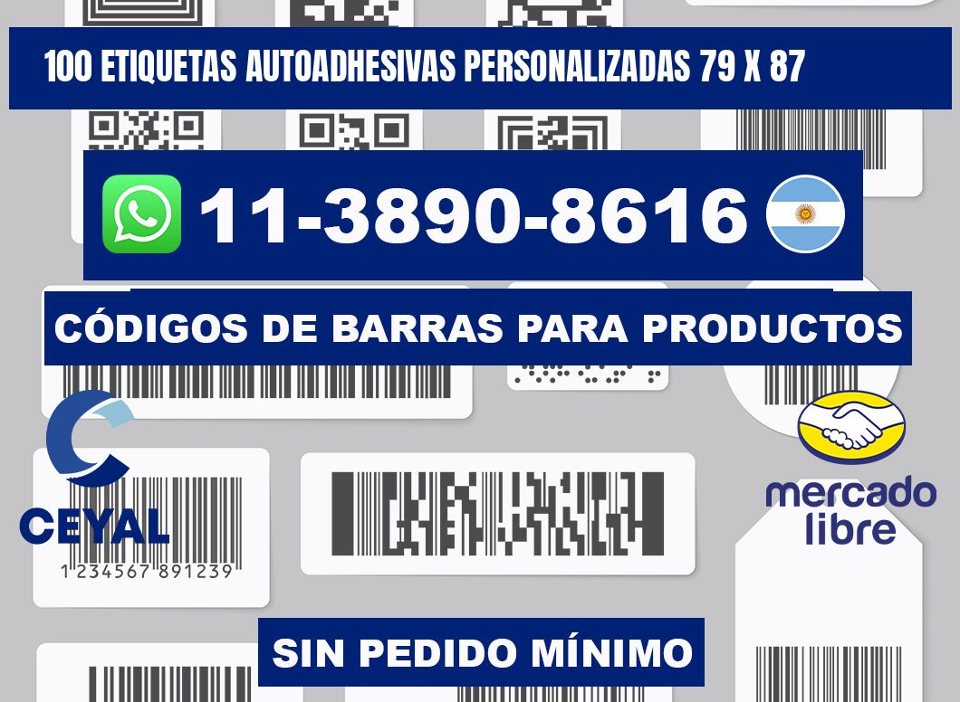 100 Etiquetas autoadhesivas personalizadas 79 x 87
