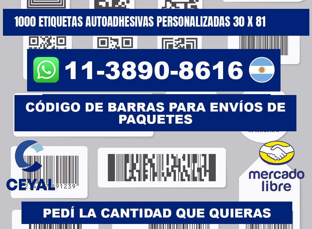 1000 Etiquetas autoadhesivas personalizadas 30 x 81