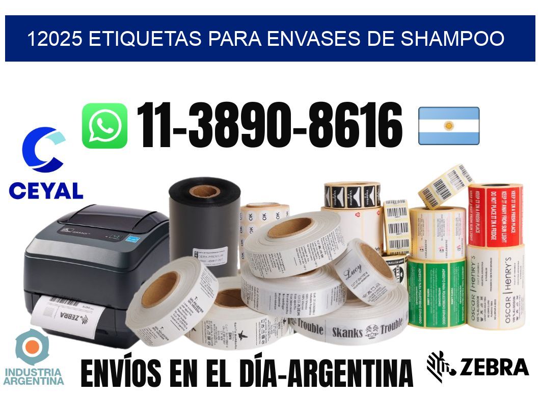 12025 Etiquetas para envases de shampoo