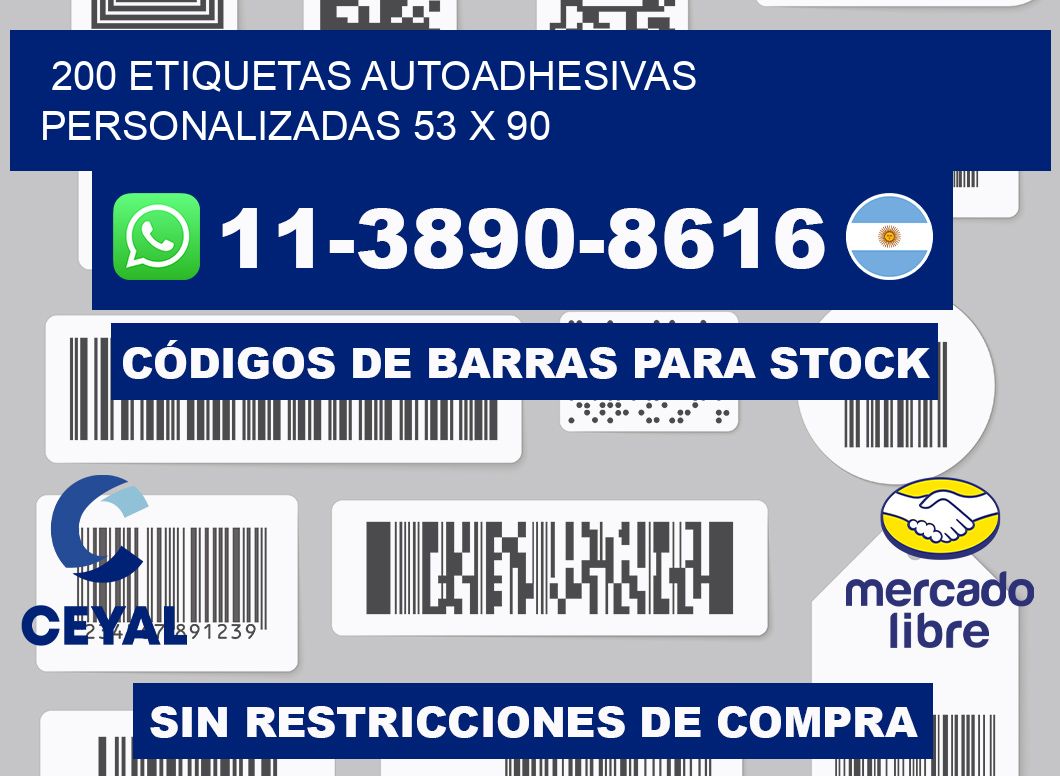 200 Etiquetas autoadhesivas personalizadas 53 x 90