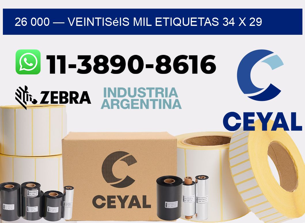 26 000 — veintiséis mil etiquetas 34 x 29