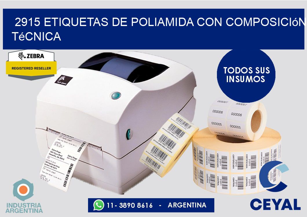2915 Etiquetas de poliamida con composición técnica