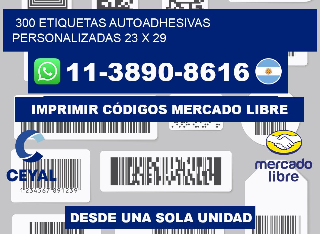 300 Etiquetas autoadhesivas personalizadas 23 x 29