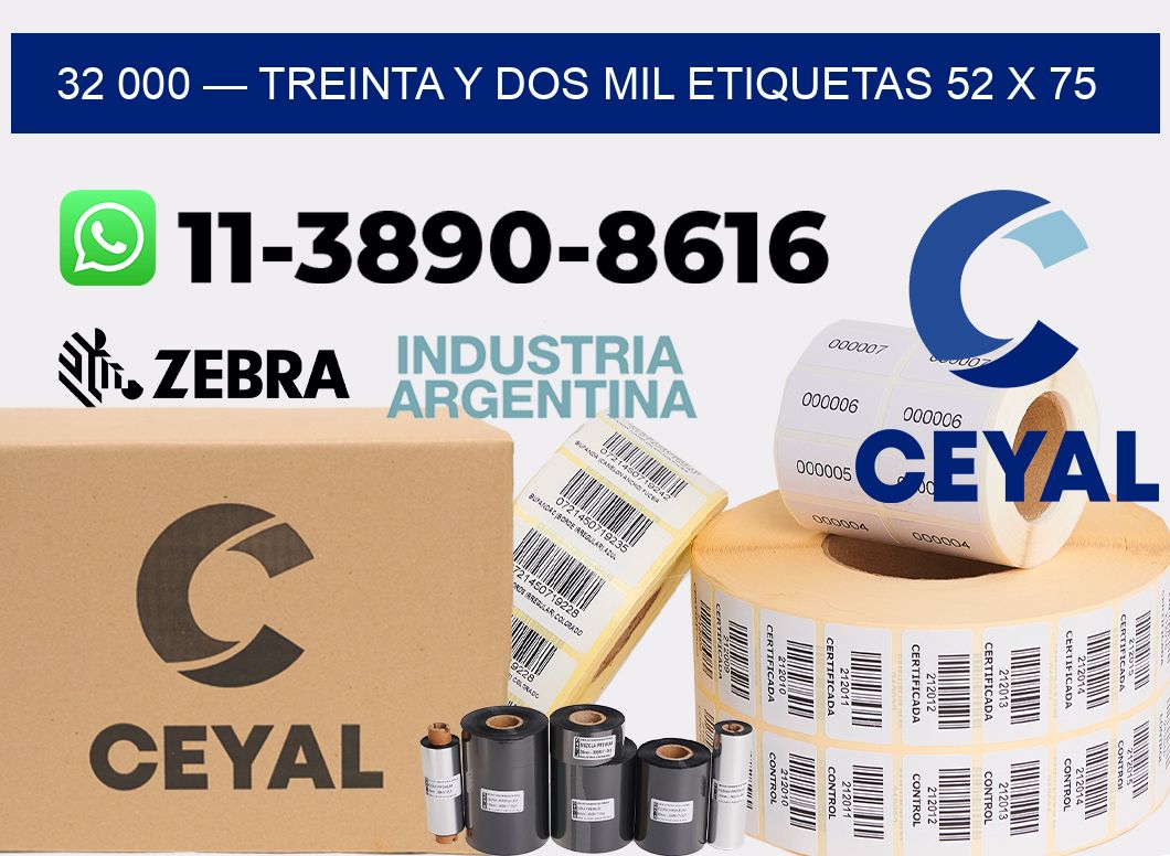 32 000 — treinta y dos mil etiquetas 52 x 75
