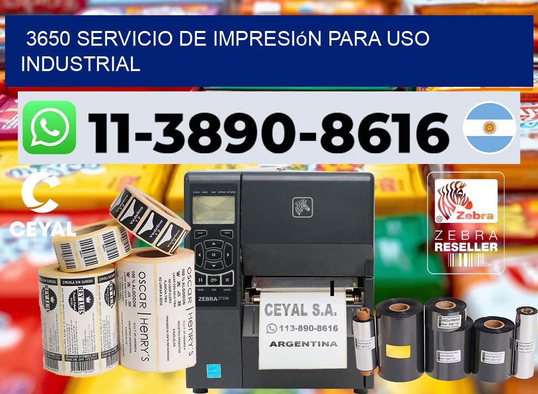 3650 Servicio de impresión para uso industrial