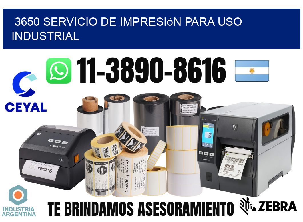 3650 Servicio de impresión para uso industrial