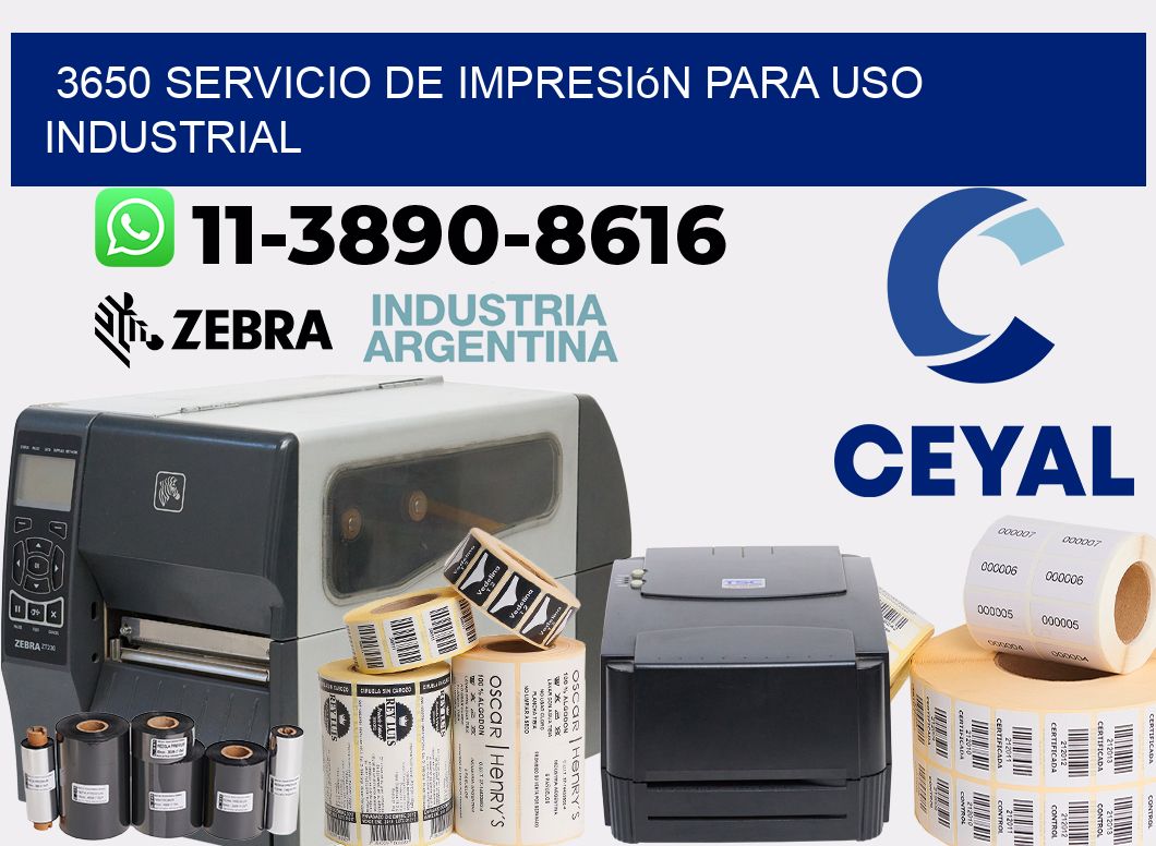3650 Servicio de impresión para uso industrial