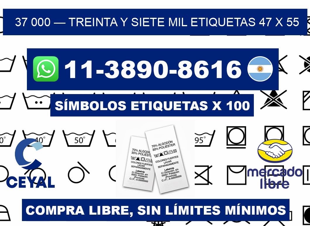 37 000 — treinta y siete mil etiquetas 47 x 55