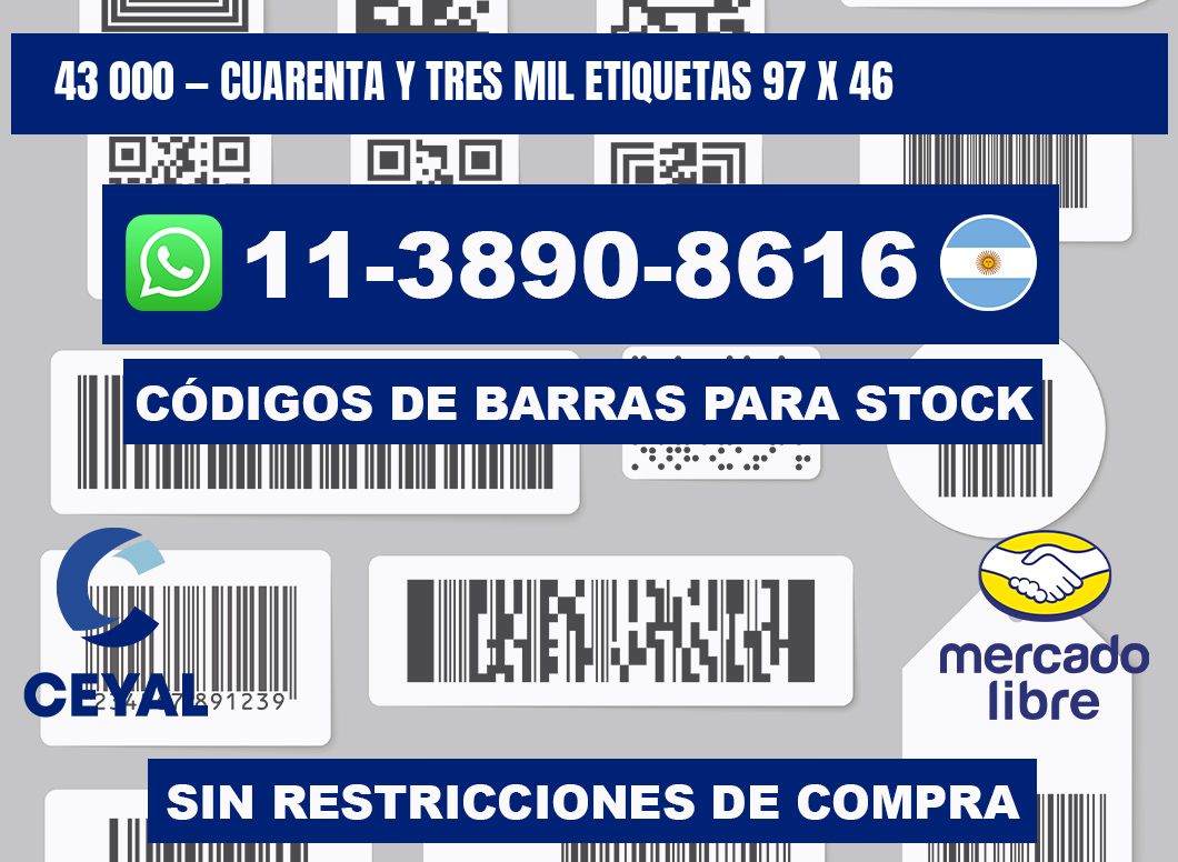 43 000 — cuarenta y tres mil etiquetas 97 x 46