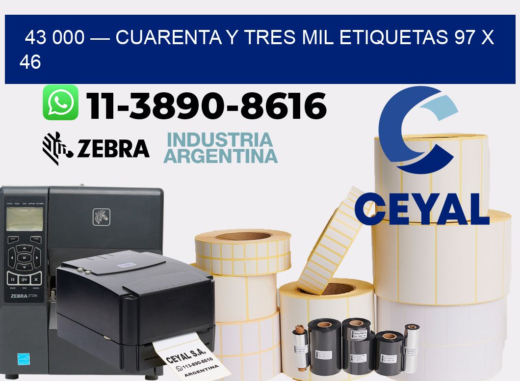 43 000 — cuarenta y tres mil etiquetas 97 x 46