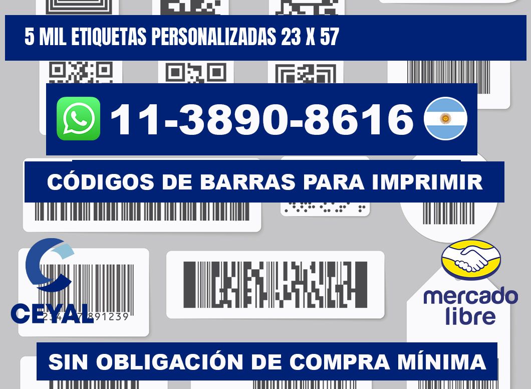 5 mil etiquetas personalizadas 23 x 57