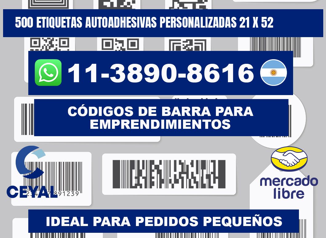 500 Etiquetas autoadhesivas personalizadas 21 x 52