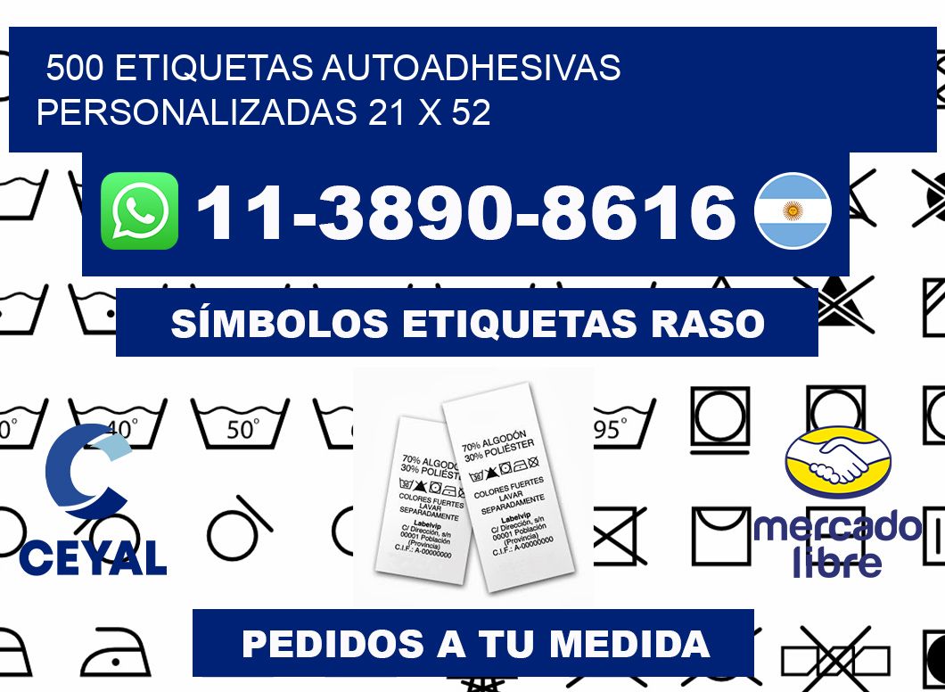 500 Etiquetas autoadhesivas personalizadas 21 x 52