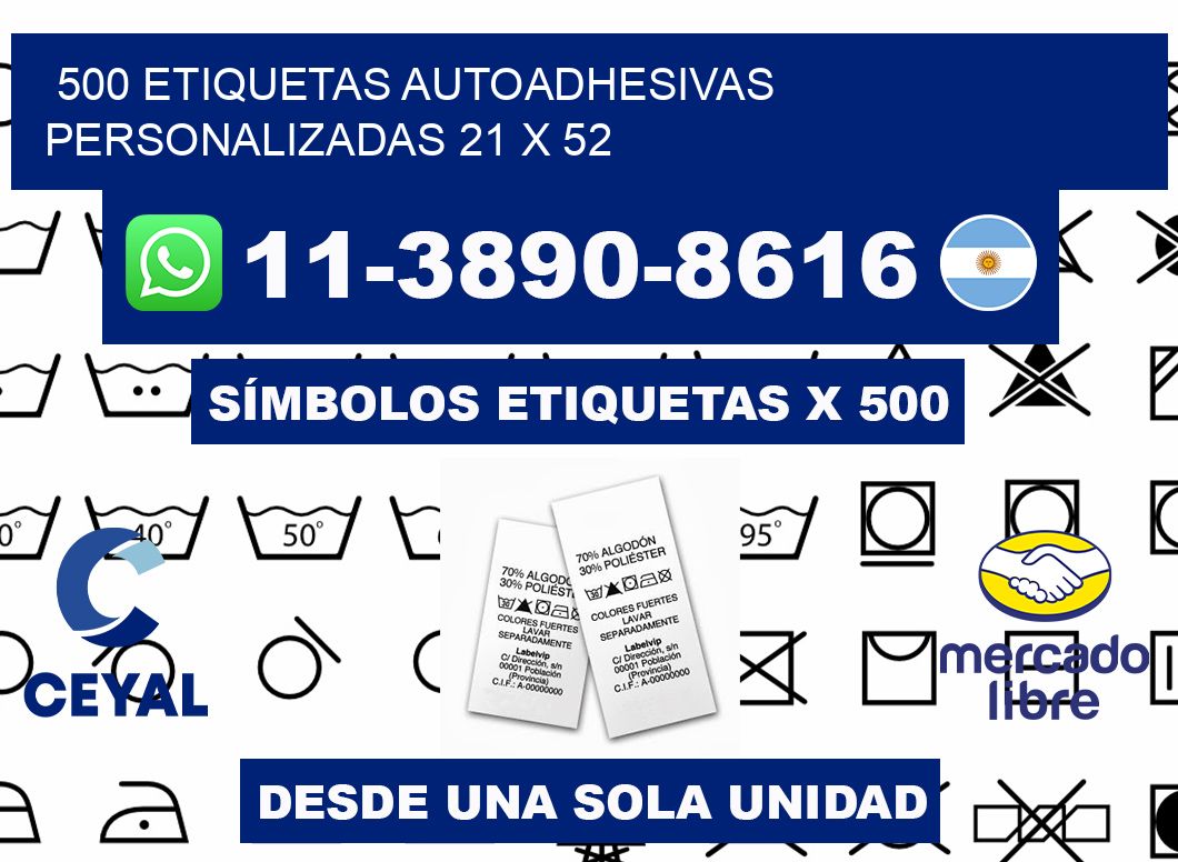 500 Etiquetas autoadhesivas personalizadas 21 x 52