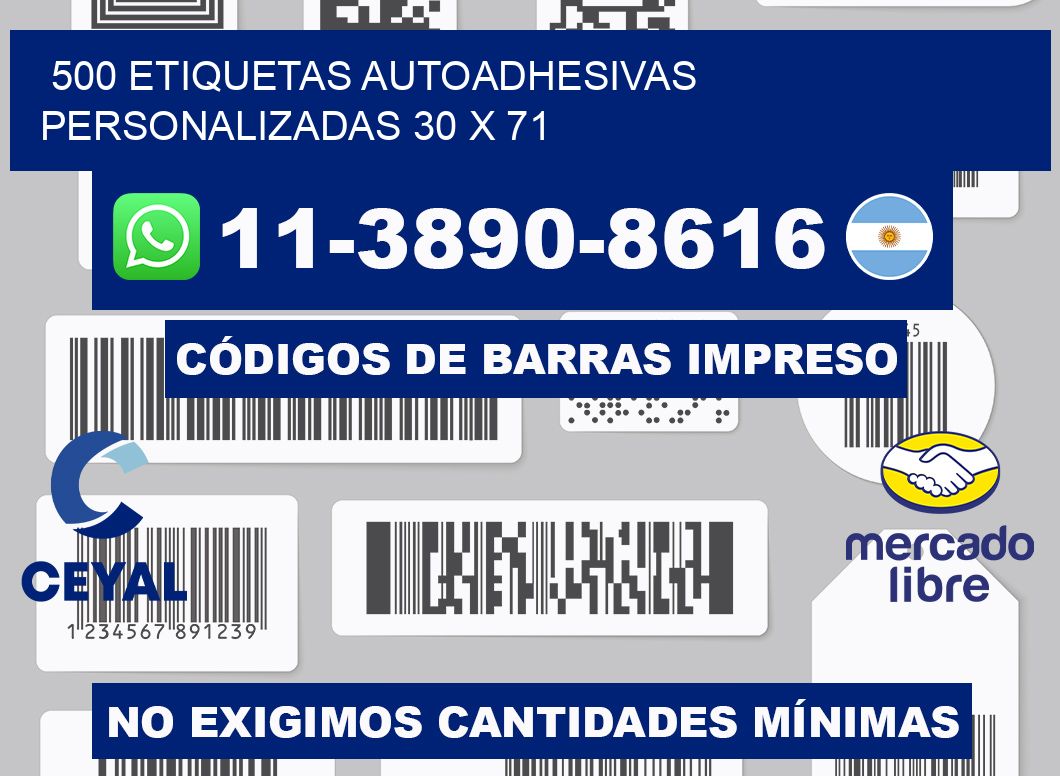 500 Etiquetas autoadhesivas personalizadas 30 x 71