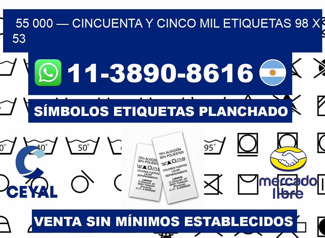 55 000 — cincuenta y cinco mil etiquetas 98 x 53
