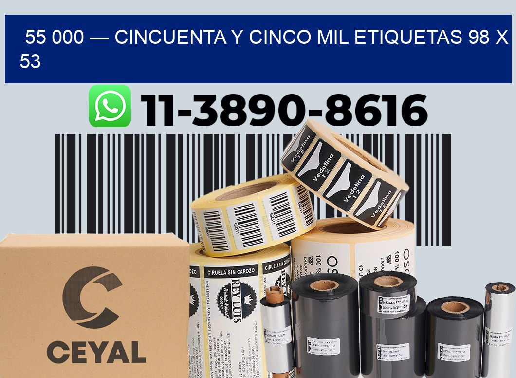 55 000 — cincuenta y cinco mil etiquetas 98 x 53