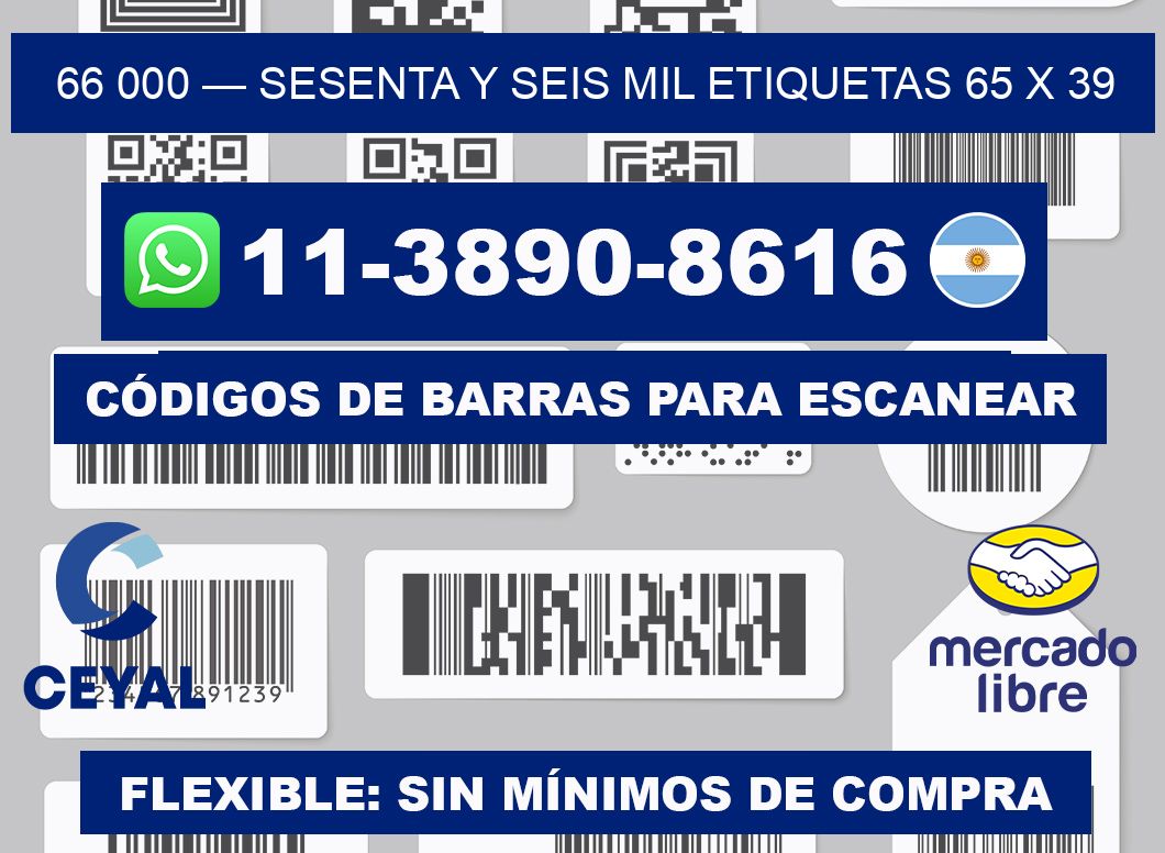 66 000 — sesenta y seis mil etiquetas 65 x 39