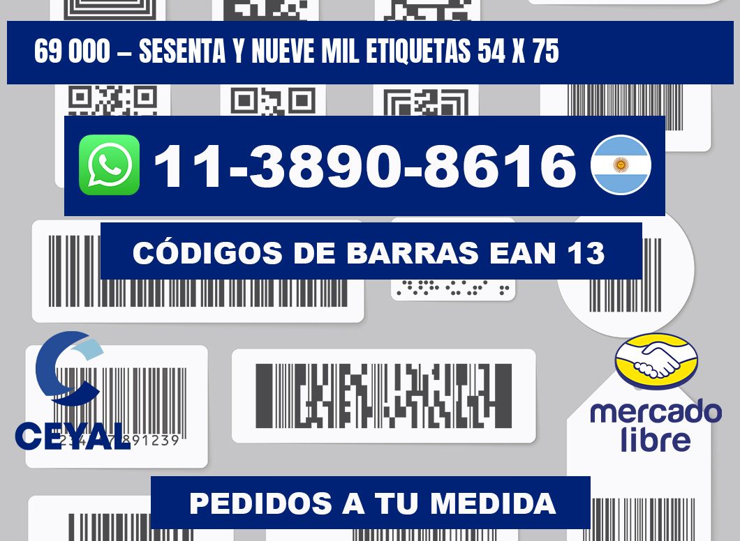 69 000 — sesenta y nueve mil etiquetas 54 x 75
