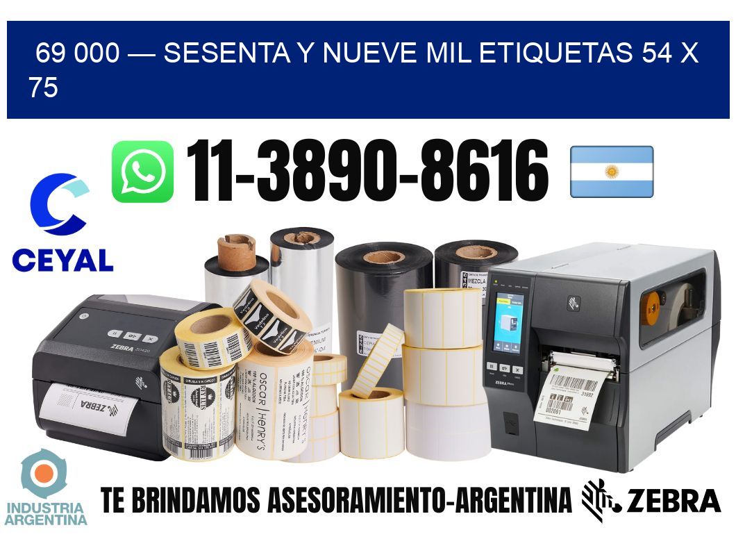69 000 — sesenta y nueve mil etiquetas 54 x 75