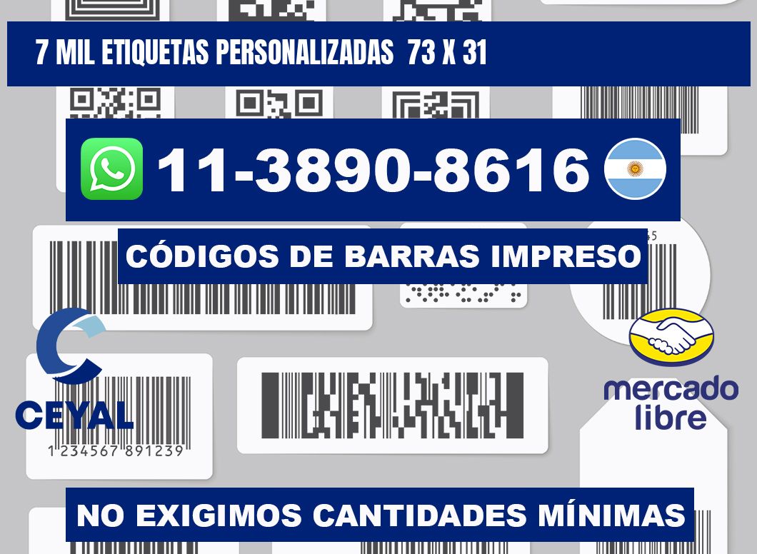 7 mil etiquetas personalizadas  73 x 31