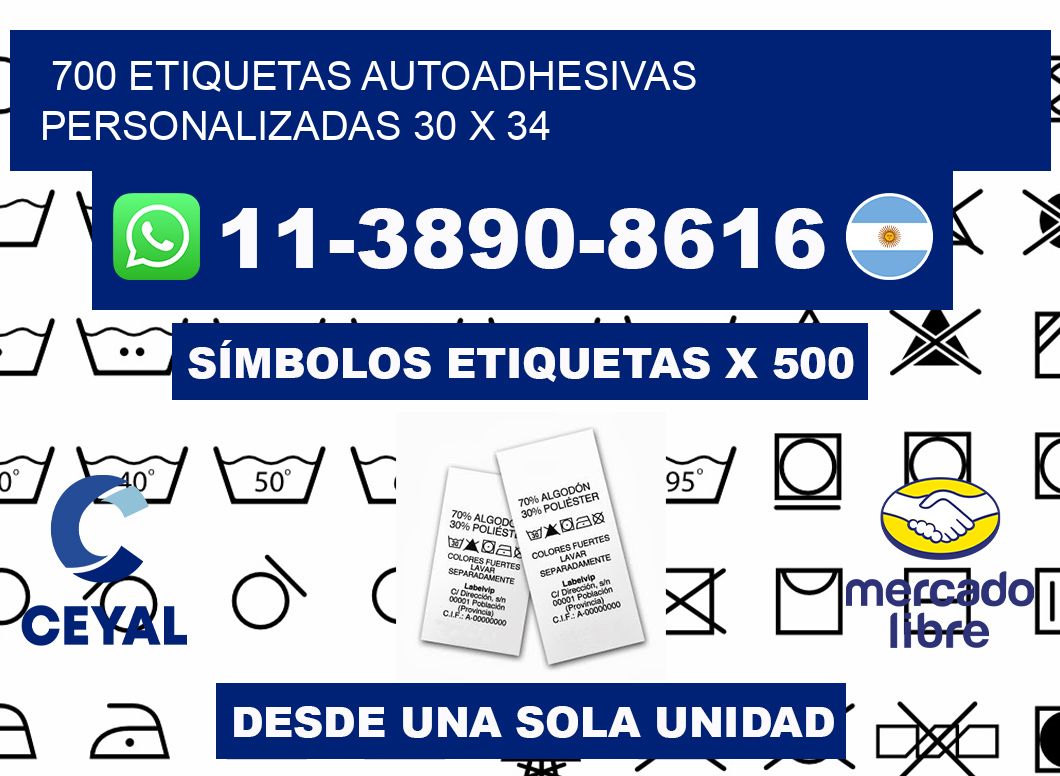 700 Etiquetas autoadhesivas personalizadas 30 x 34