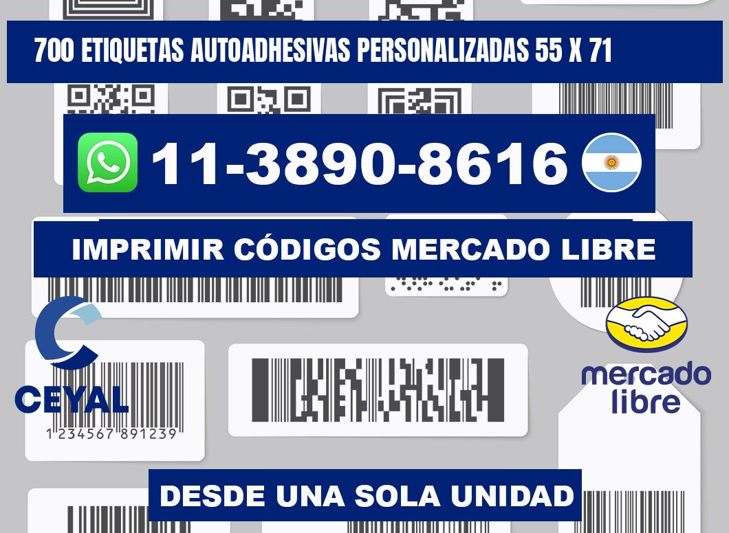 700 Etiquetas autoadhesivas personalizadas 55 x 71