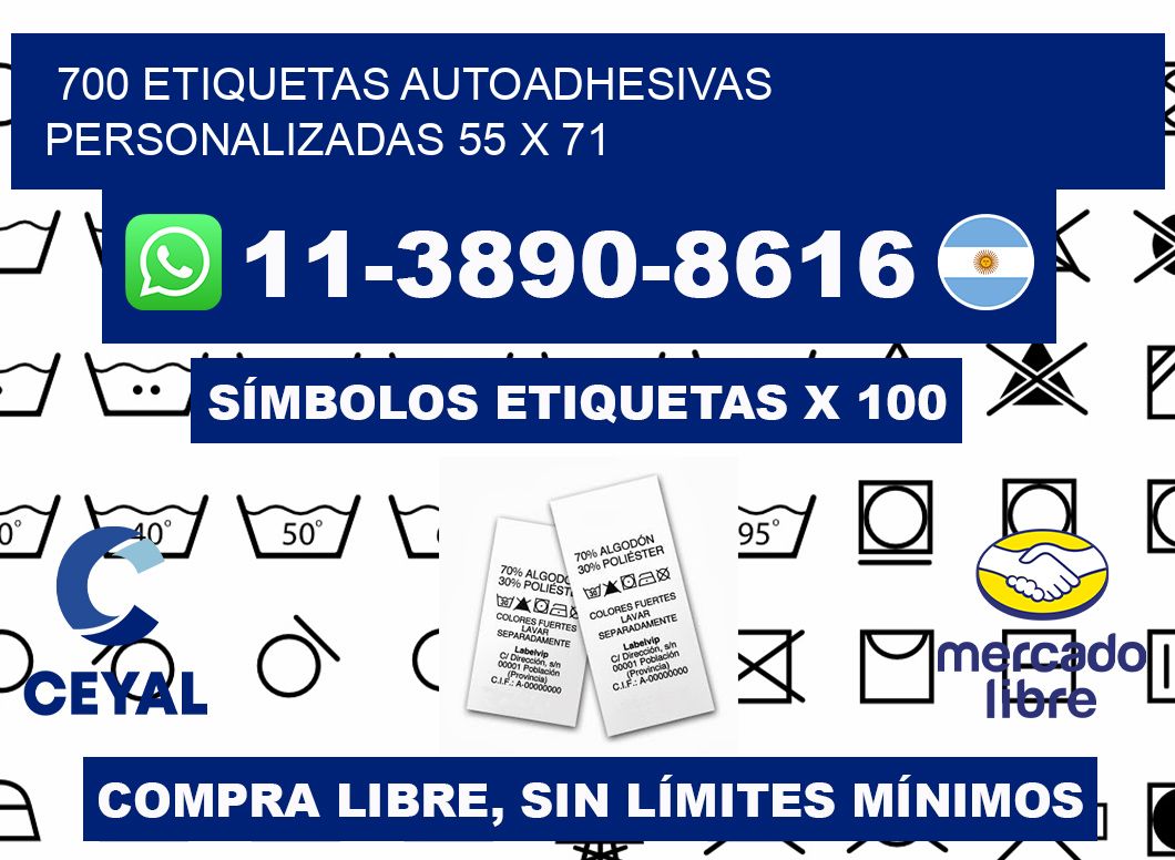 700 Etiquetas autoadhesivas personalizadas 55 x 71