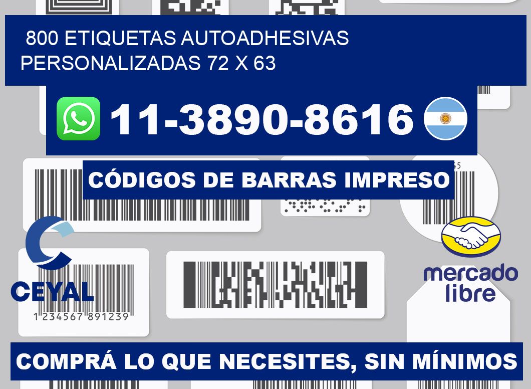 800 Etiquetas autoadhesivas personalizadas 72 x 63