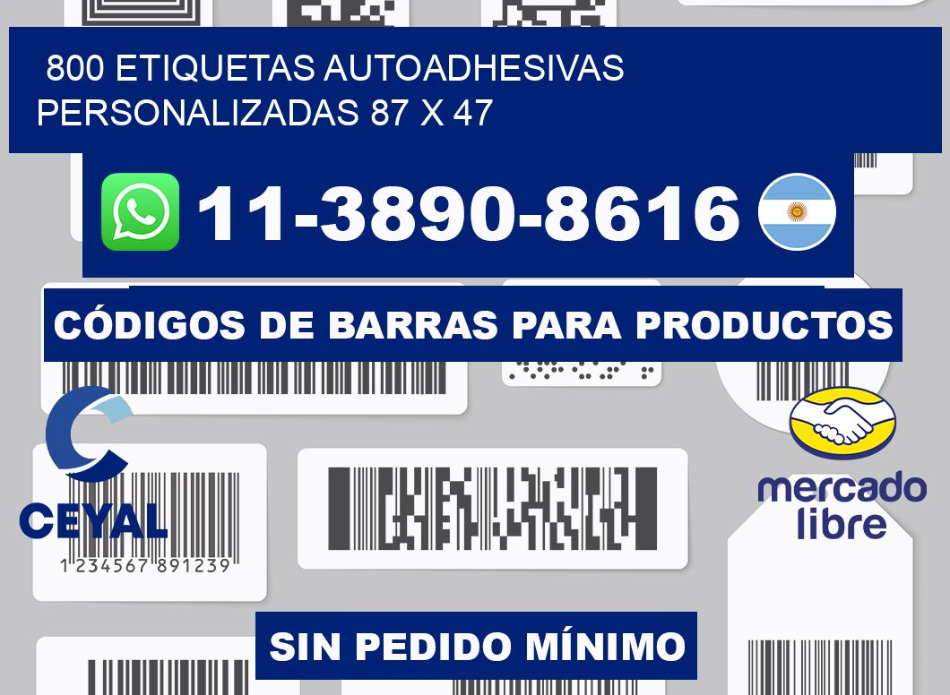 800 Etiquetas autoadhesivas personalizadas 87 x 47