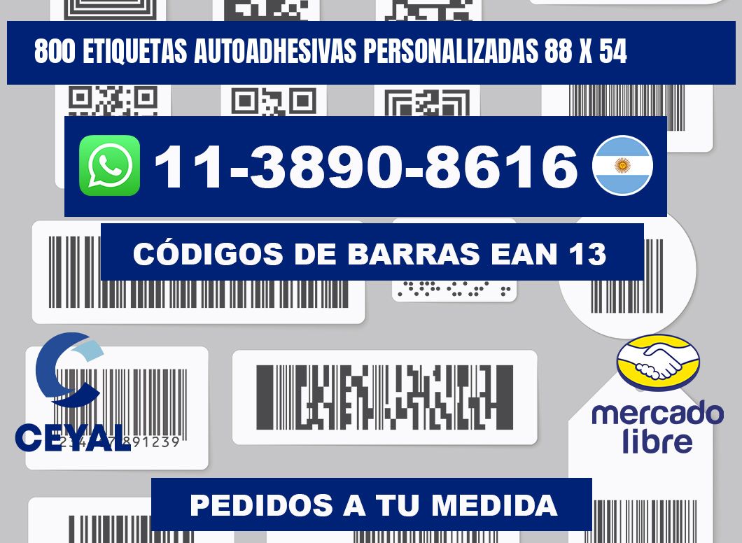 800 Etiquetas autoadhesivas personalizadas 88 x 54