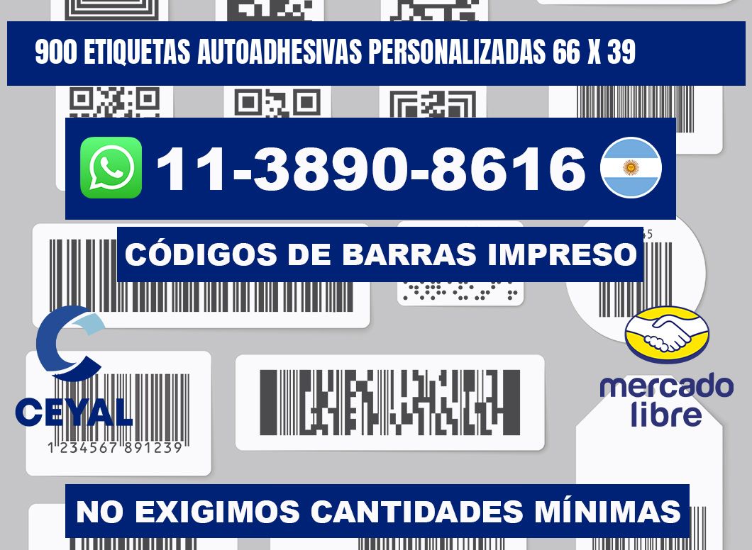900 Etiquetas autoadhesivas personalizadas 66 x 39