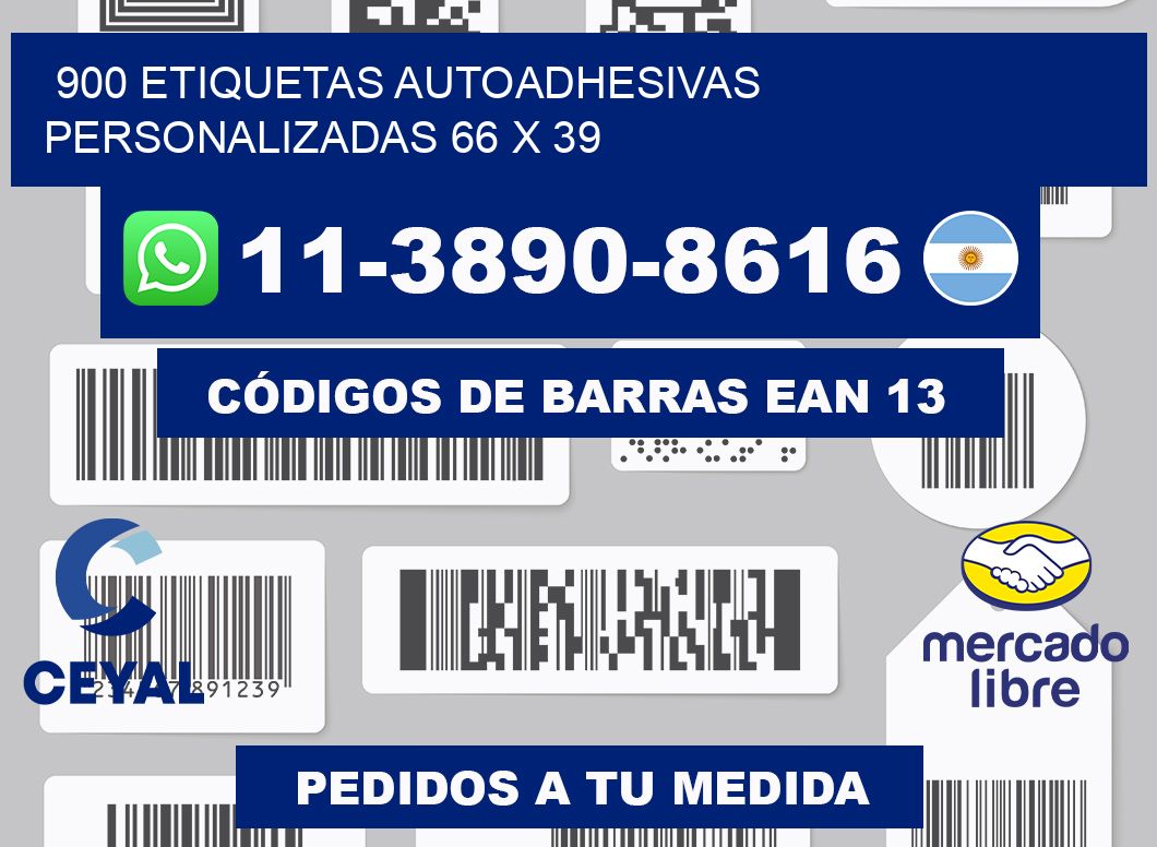 900 Etiquetas autoadhesivas personalizadas 66 x 39