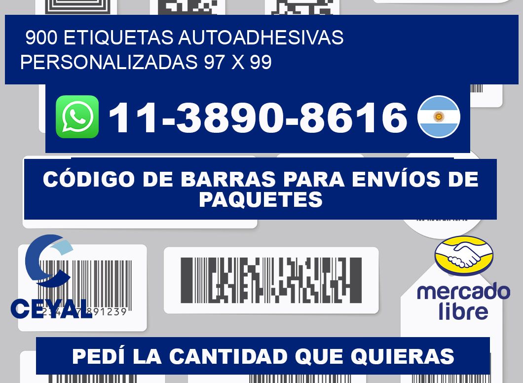 900 Etiquetas autoadhesivas personalizadas 97 x 99